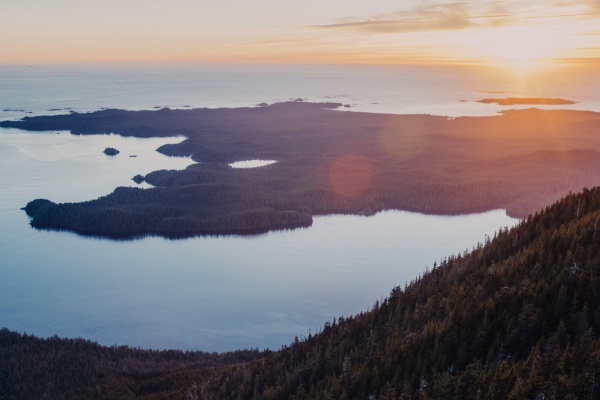 Pacific Ocean Sunset, Tofino, BC, Lone Cone Mountain